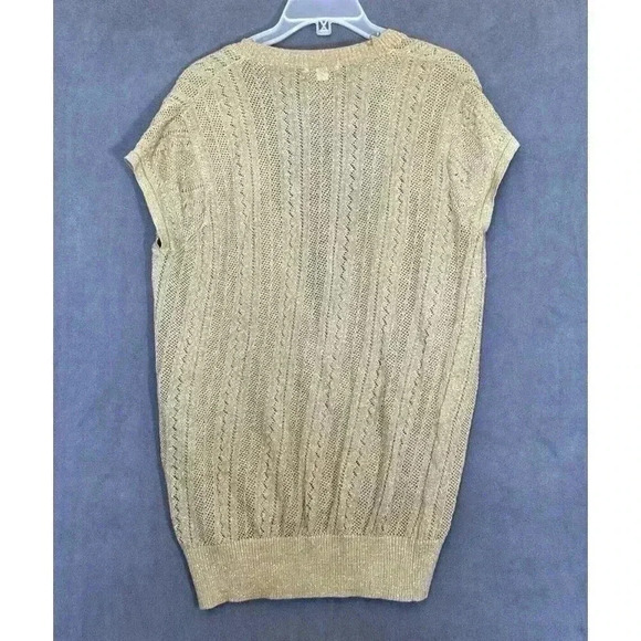 Vintage Y2K Gold Metallic Women's Knit Sweater Overlay Stretch Size XXL Sparkle - Picture 2 of 12